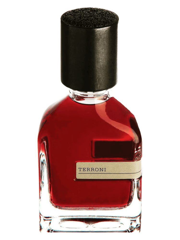 Orto Parisi Terroni perfume bottle – blurred decorative background