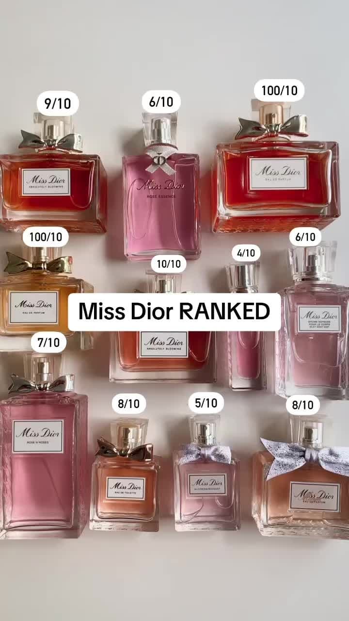 MY ENTIRE MISS DIOR PERFUME COLLECTION RANKED 🎀 Which Miss Dior is your number 1? @Dior  #missdior #perfumetiktok #femininelifestyle #perfumecheck #perfumecollection 