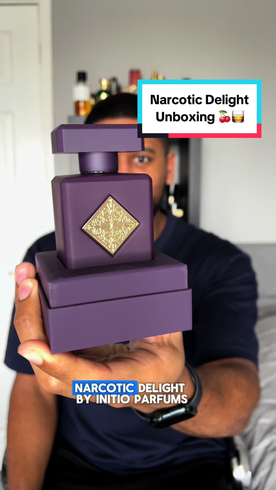 Unboxing Narcotic Delight by Initio Parfums Privés 🍒🥃 #perfumetiktok #fyp #fragrancetiktok #narcoticdelight #tjtalksscents 