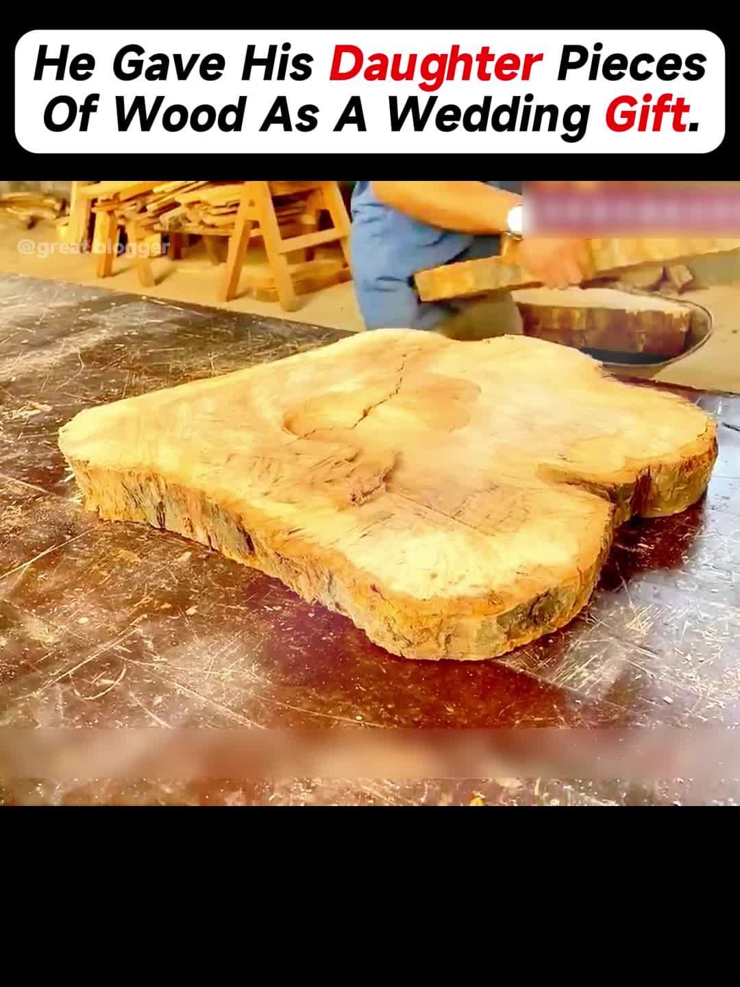 He Gave His Daughter Pieces Of Wood As A Wedding Gift.  #woodworkingchallenge #diningtablemaker  #funnyvideos  #diysuccess  #tiktokstory 