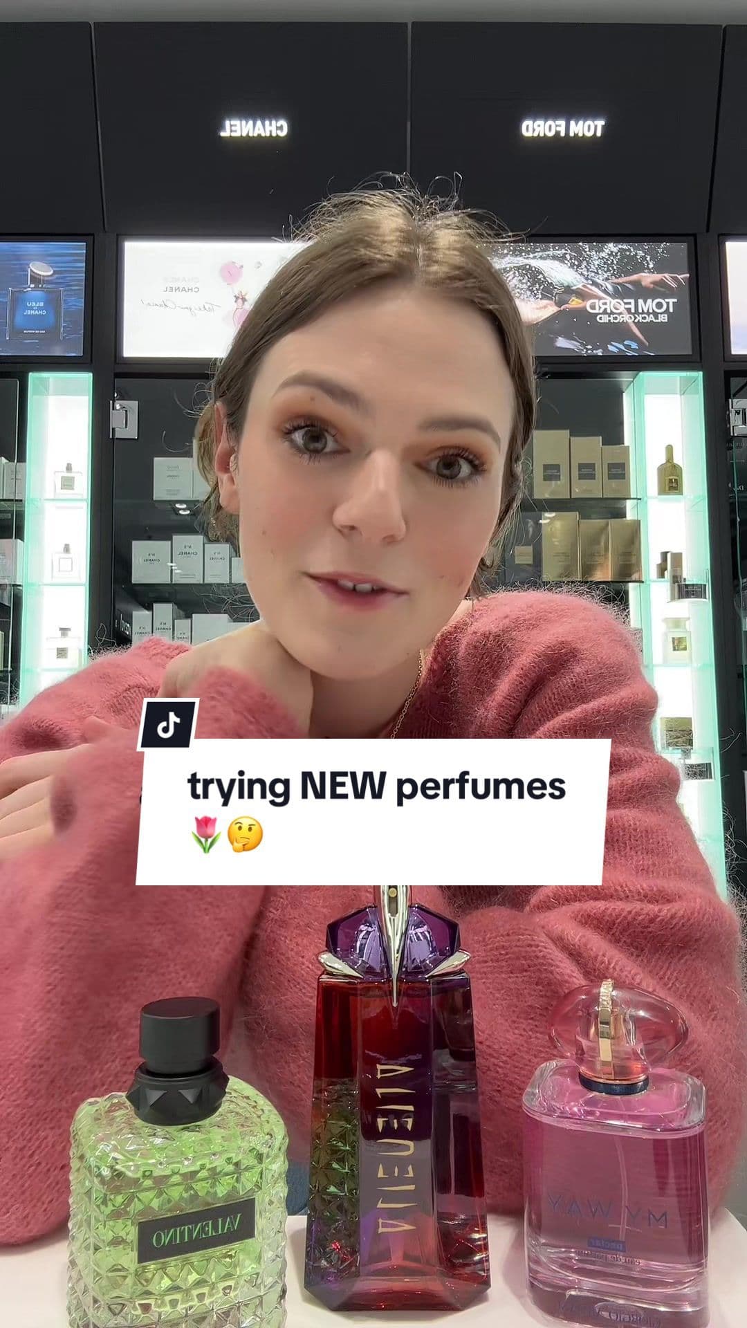 trying out NEW spring 2024 perfume launches! #perfumetiktok #perfumetok #bestperfume #new #fragrance   My Way Nectar @Armani beauty  Alien Hypersense @Mugler  Donna Born in Roma Green Stravaganza @Valentino.Beauty 