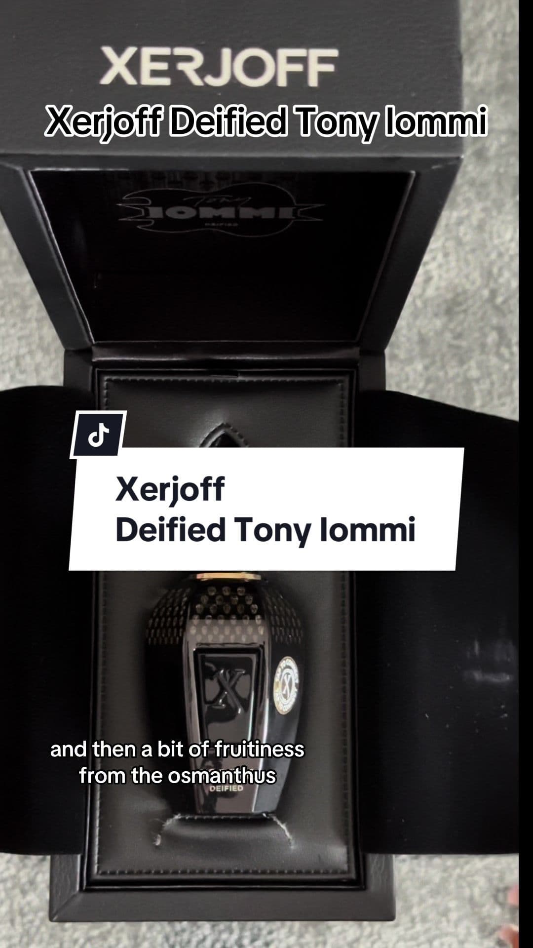 Quick Review of the new release-  Tony Iommi Deified by Xerjoff  A successful blind buy!  I love the original so much i got a back up And was excited to get my hands on this flanker.  The scent is right up my alley and I know the weather is getting warmer but I dont see that stopping me from acquiring more deep, dark, warm spicy scents 😃 This is a very unisex scent and would typically be worn during colder weather.  #tonyiommi #xerjoff #tonyiommideified #perfumetok #fragrancetiktokuk #perfumecollection #unisexperfume #luxuryfragrances #nicheperfume #perfumerecommendations #bestperfumes 