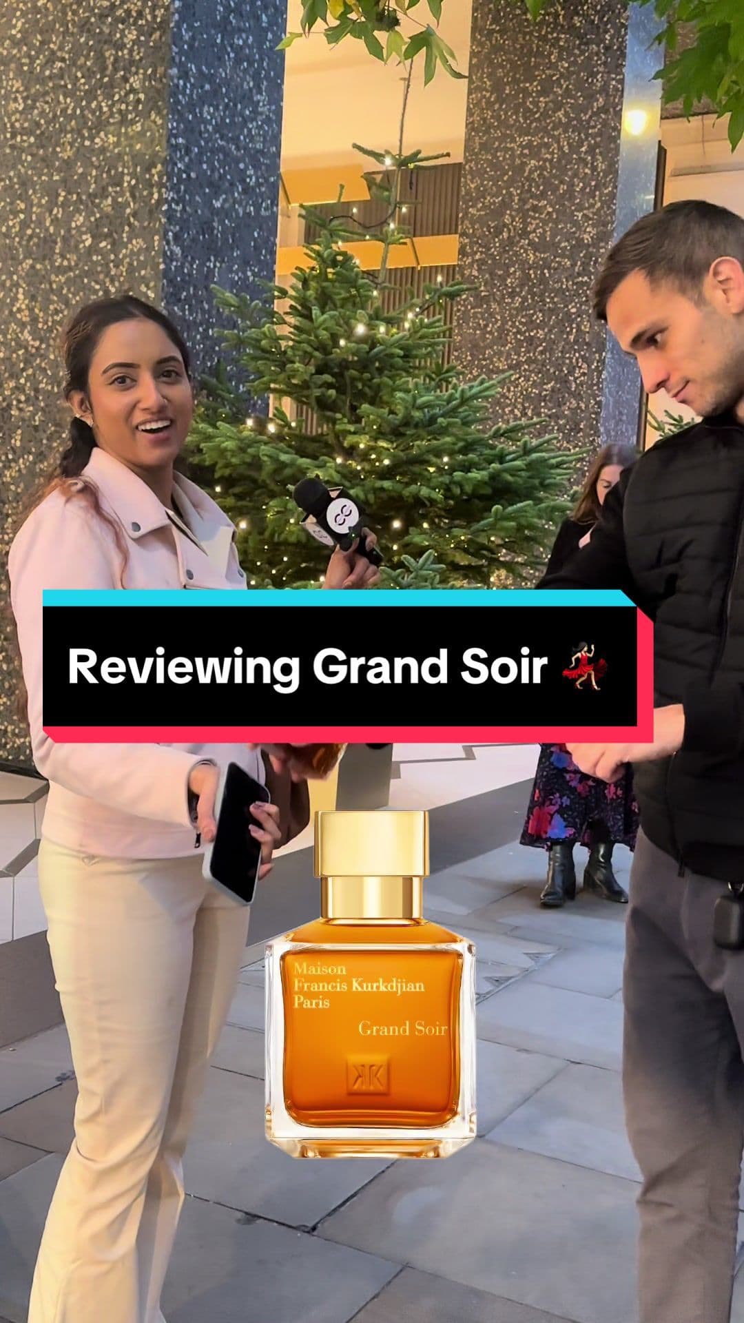 Asking a lady to review Grand Soir by Maison Francis Kurkdjian 🌙✨👃🏽🍦🪵 #grandsoir #maisonfranciskurkdjian #perfume #fragrance #review #streetinterview #luxuryperfume 