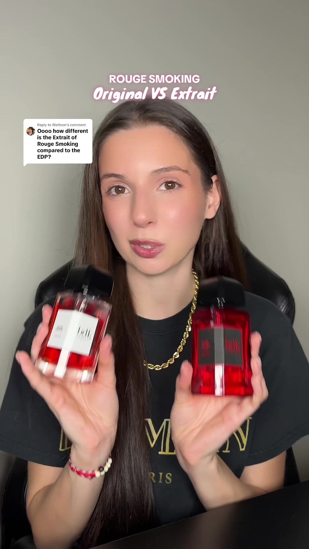 Replying to @Wattson Rouge Smoking VS Rouge Smoking Extrait @BDK Parfums #fallperfume #rougesmoking #rougesmokingextrait #cherryfragrance 