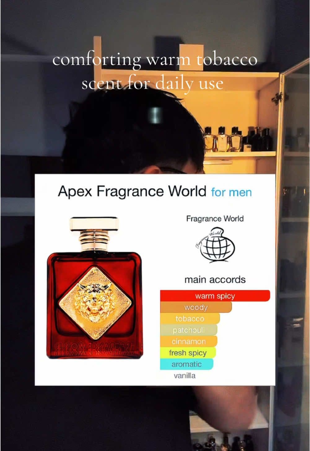 Apex by Fragrance World. Love this fragrance, i will definitely cop it since i love vanilla tobacco scents #fyp #tiktoksg #scent #fragrance 