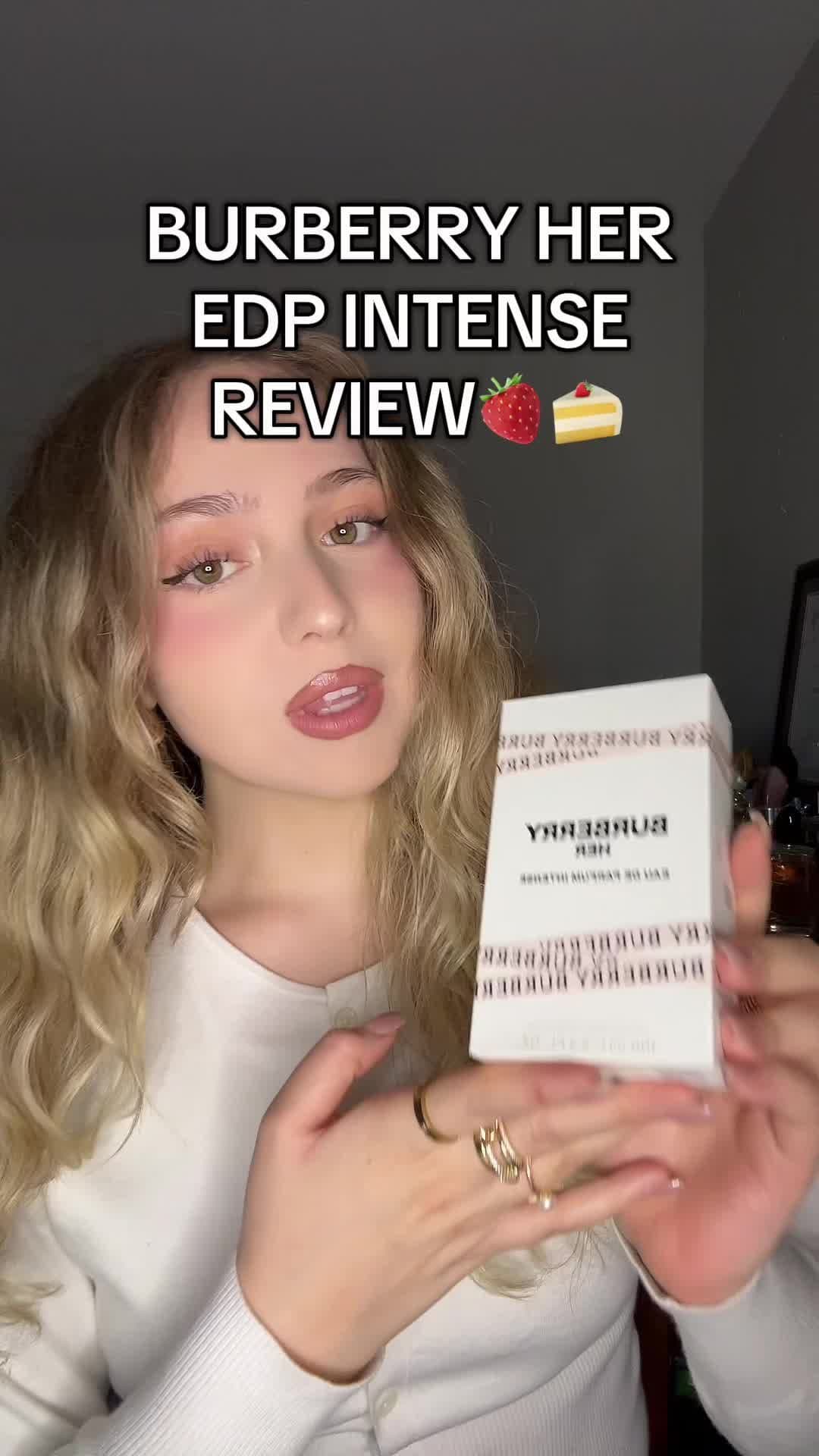 Burberry Her Intense fragrance review!!💗🍓🍰 #burberryherintense #burberryher #fragrancereview #perfumetok #perfume #fragrance #perfumereview #perfumerecommendations #strawberry #strawberryfragrance #strawberrypefume #fragrancetok 