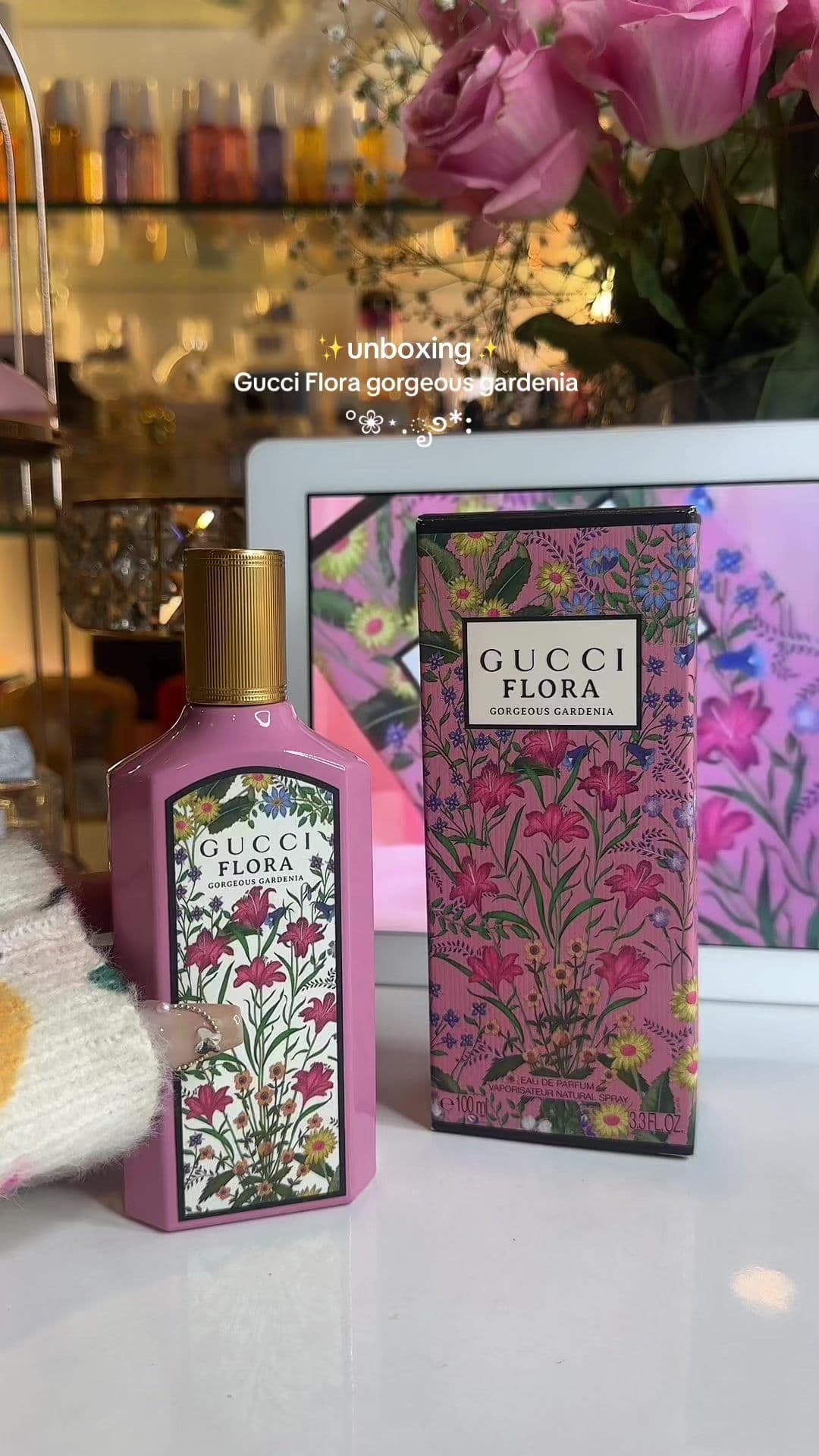 ✨unboxing ✨Gucci flora gorgeous gardenia ✨🎀🌸 In love with this !!🫰