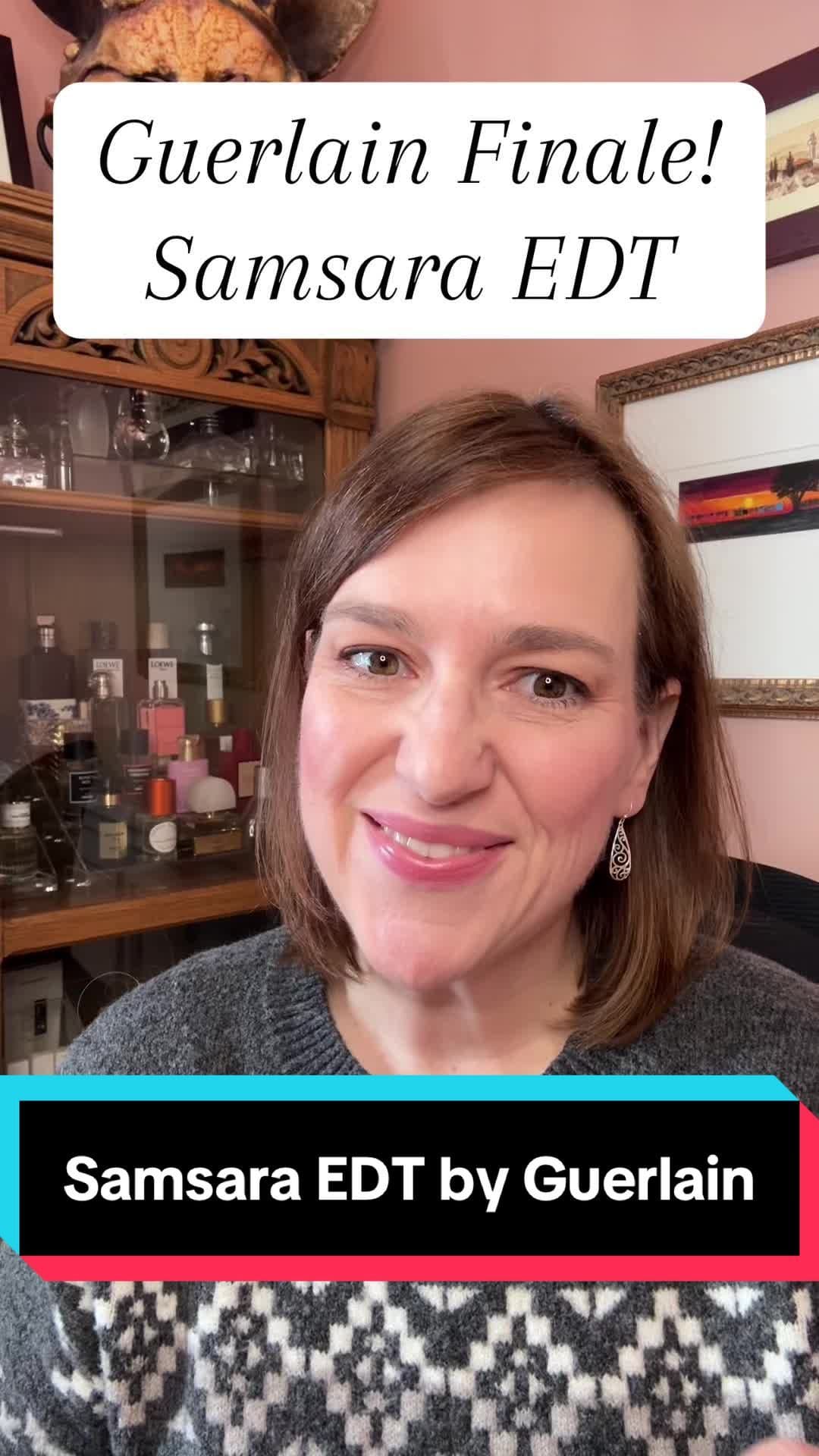 Guerlain Week Finale!  Samsara EDT a spicy, woody vintage fragrance that was super popular in the 1990’s.  #perfumes #fragrancetiktok #perfumetok #luxuryfragrance #nichefragrance #guerlainperfumes #fragrance #samsara #sandalwoodperfume 