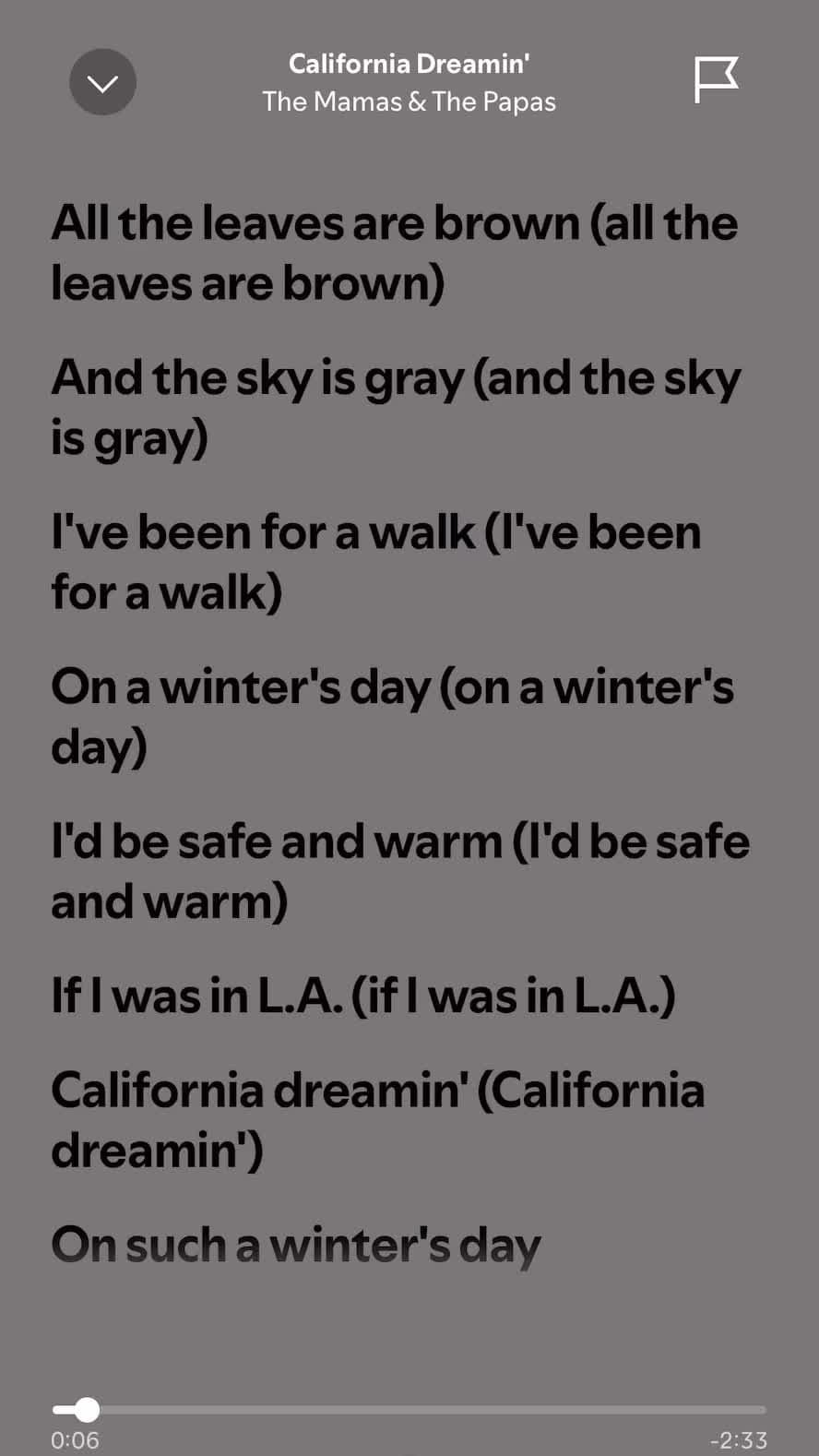 california dreamin’ ✨ tg: music_spotify7 (link in bio)  #recommendations #fyp #fryp #foryou #foryourpages #foryoupage❤️❤️ #foryouu #рекомендації #реки #рекиии #хочуврек #californiadreaming #themamasandthepapas #spotify #lyrics_songs #lyricssong 