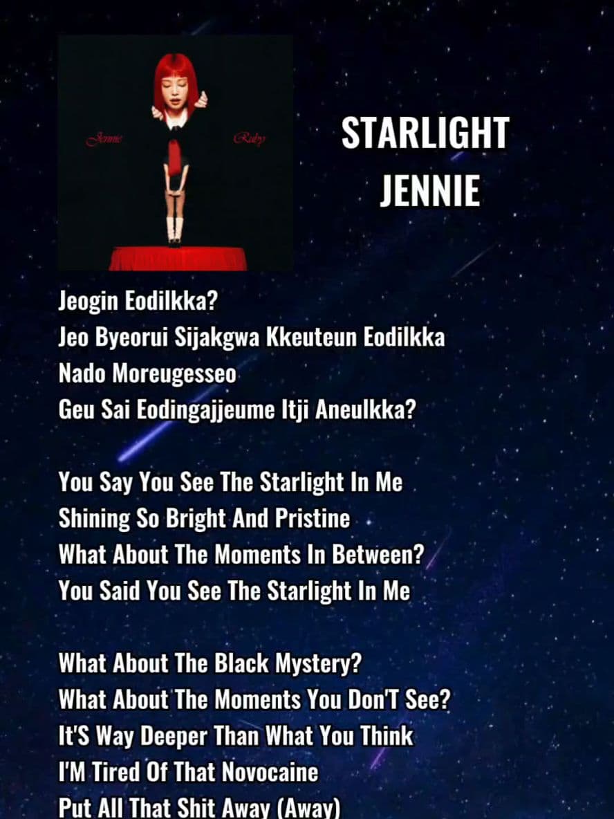 STARLIGHT - JENNIE LYRICS  #starlight #jennie #blackpink #JENNIE_Ruby #lyrics #song #music #newsong #Fyp #foryoupage #fypage #foryou #trending #Viral 