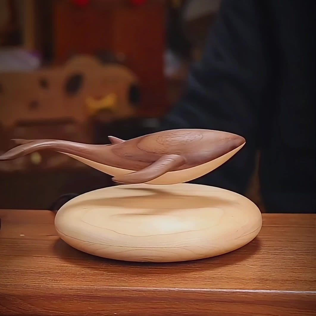 New Arrivals-Original Handcarved Wooden Magentic Levitation Whale #craftsmm #woodencrafts #naturalwood #handmade #handcarved #woodart #giftideas #woodenart #tiktokamerica #foryou #fyp 