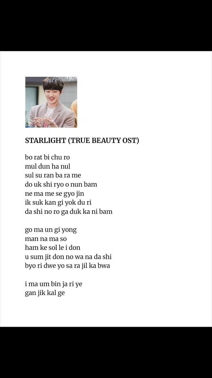 starlight easy lyrics #chani #starlight #truebeauty #kdramaost #fyp 