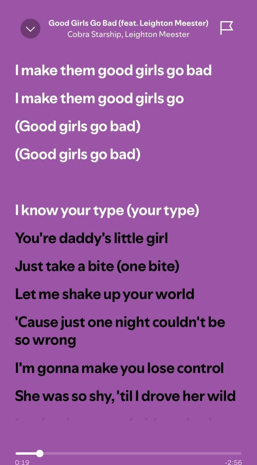 Good girls go bad // #cobrastarship #leightonmeester #goodgirlsgobad #song #lyrics #lyricsvideo #spotify #music #fypmusic #fyp 