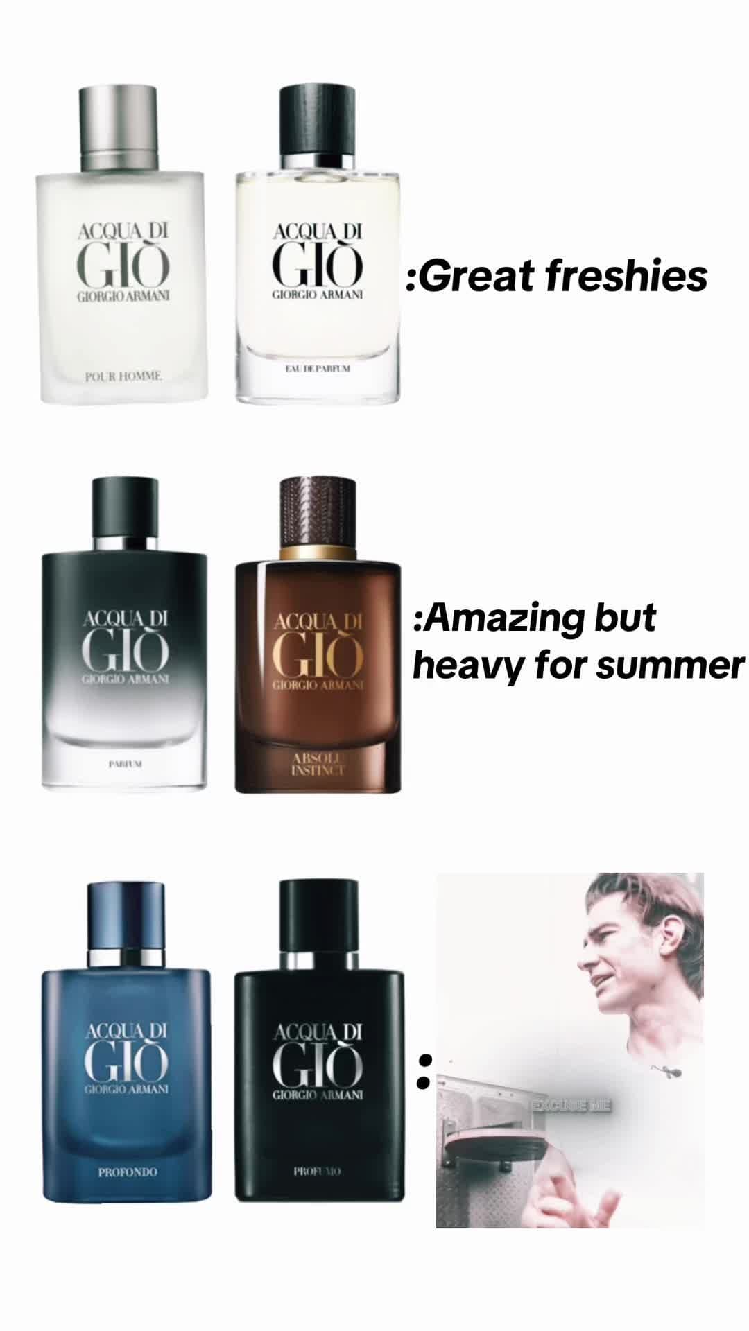 Goated fragrance line😍🌊>>#acquadigio #armaniacquadigio #armanifragrance #acquadigioprofondo #acquadigioprofumo #fragrancetiktok #fragrancerating #fragrancetok 