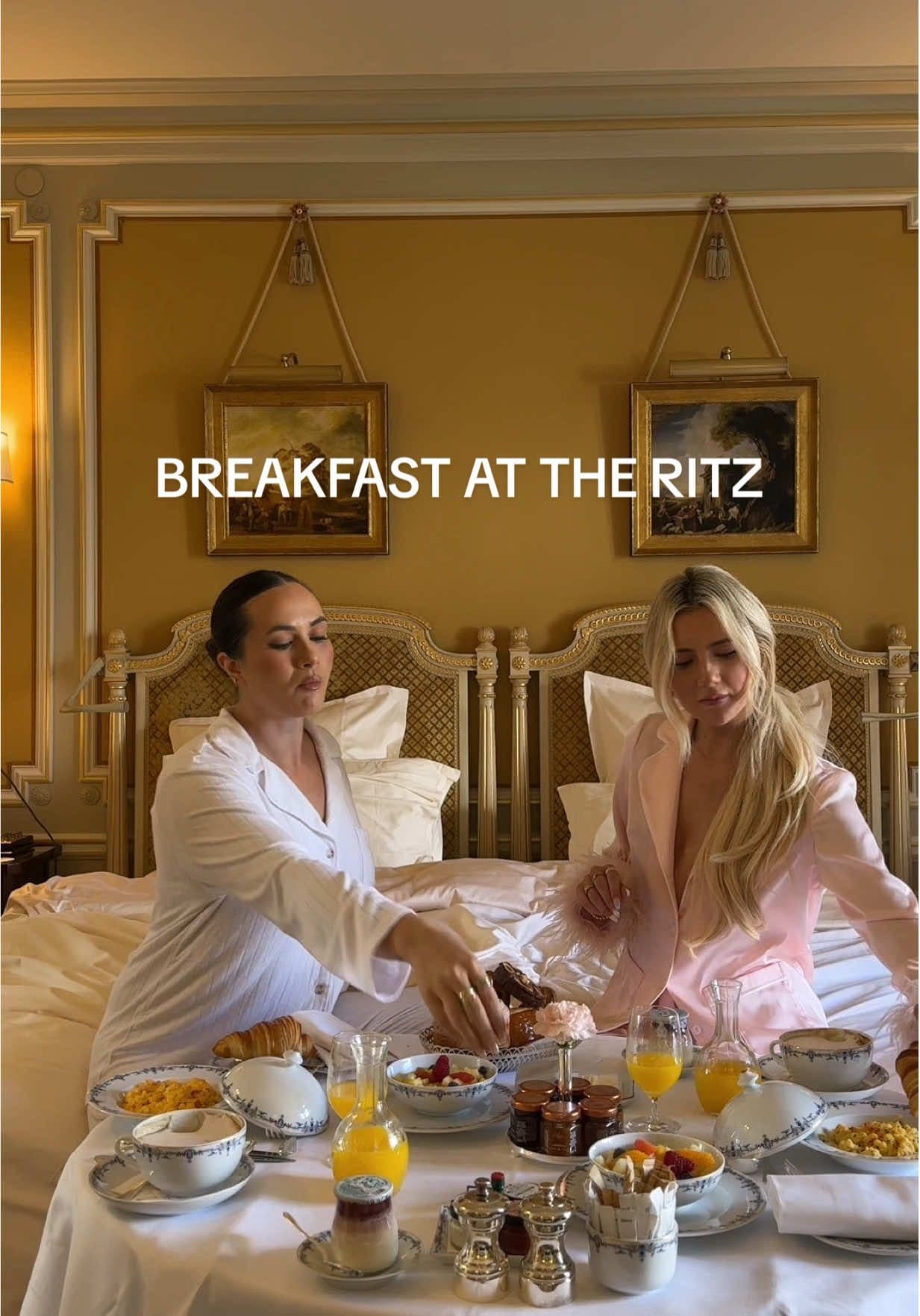 pov the perfect morning in paris 🎀 #ritzparis #paris #girly #roomservice #parisfrance #paristravel #pov #morningroutine 