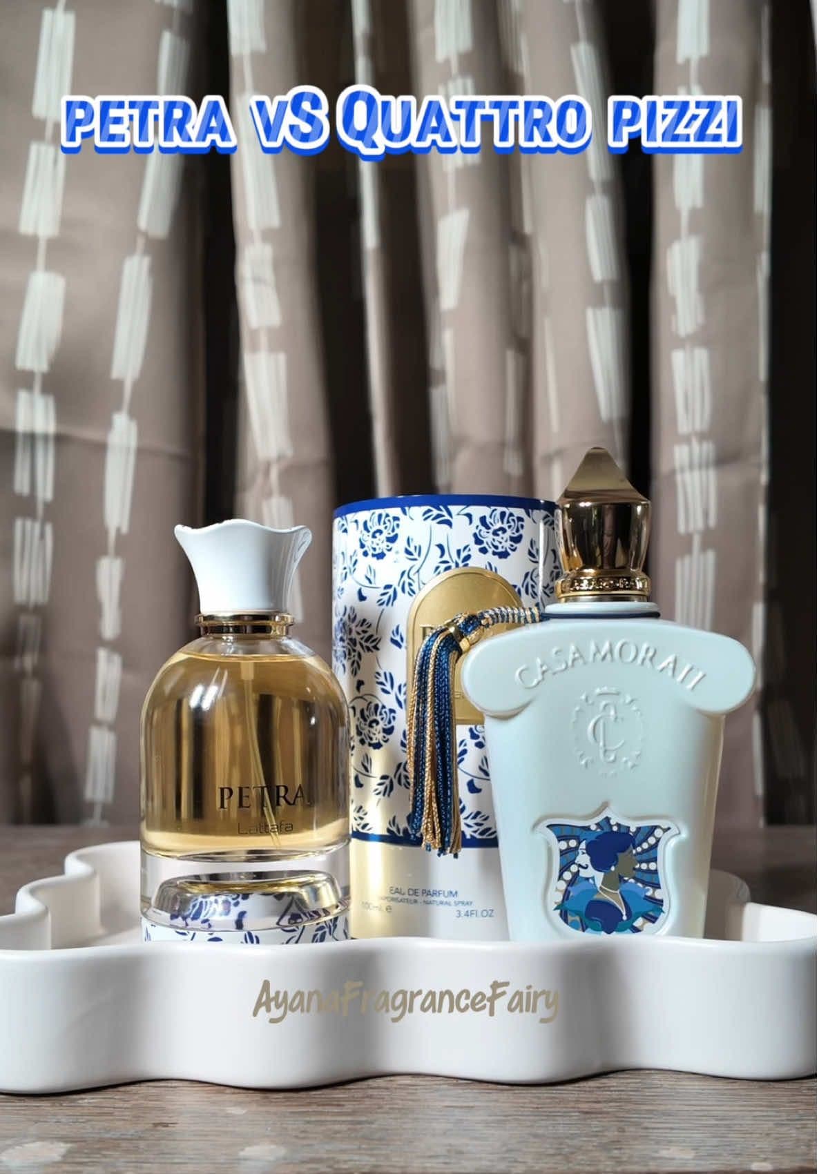 One smells like old money 🤑, the other smells like you borrowed it and never gave it back. Petra vs Quattro Pizzi, let the drama begin 💅🏽💨 @BeautyHouse US @lattafaperfumesusa  ⸻ #BougieOnABudget #ayanafragrancefairy #vanillaperfume #affordableperfume #RichAuntieVibes #Lattafa #FragranceTok #SmellExpensive #ScentFlex #PerfumeTea #inspiredbyperfume #SummerScent 