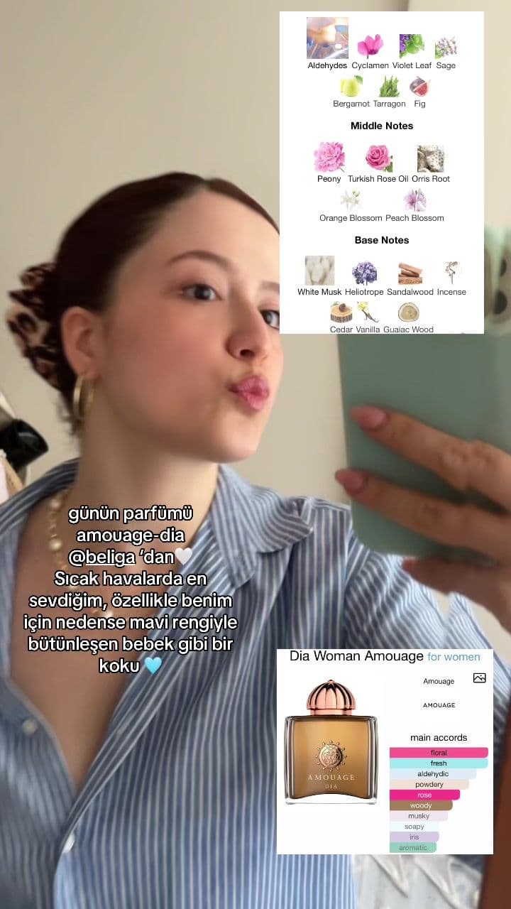 @beliga ‘nın Dia’sı🩵 ben İçindeki hiçbir notaya takılmayın tek hissedilen sabunsu ve temiz bir parfüm🌸 • • • #beliga #amouage #amouagedia #parfüm #keşfet #fyp #keşfetteyiz #temizparfümler #parfümlerim #viral #trend 