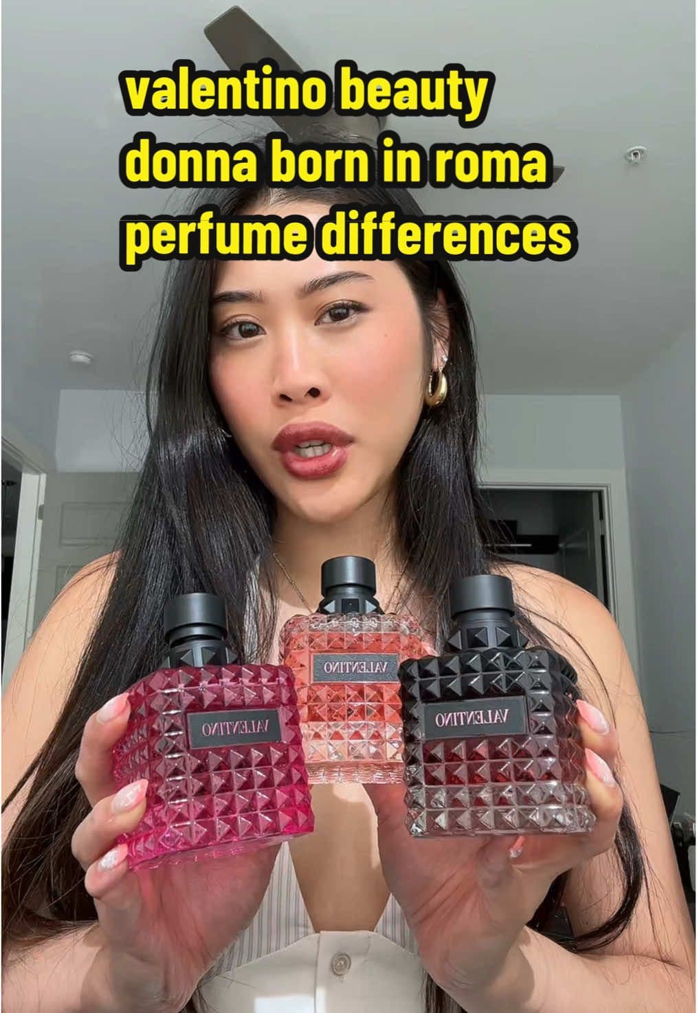 if ur indecisive like me this is a comparison of the Donna Born in Roma line  #perfume #perfumereview #borninroma #donnaborninroma #valentinobeauty #borninromaintense #borninromaextradose @Valentino.Beauty 