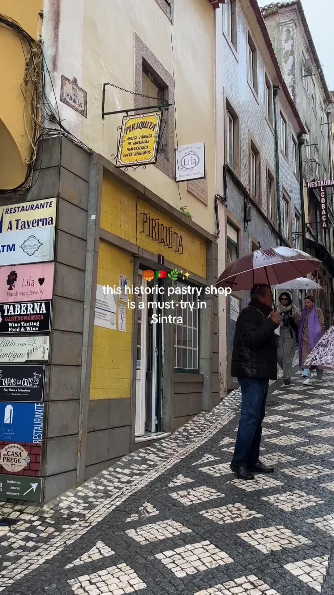 One of Portugal’s most iconic bakeries 🍰  Casa Piriquita has been serving up delicious pastries since 1862. So good in fact, it’s said that even King Carlos himself was once a fan.  Don’t miss the travesseiros and queijadas when in Sintra! 🇵🇹 #sintra #sintraportugal #casapiriquita #portugaltravel #portuguesefood #portuguesebakery #traveleats 