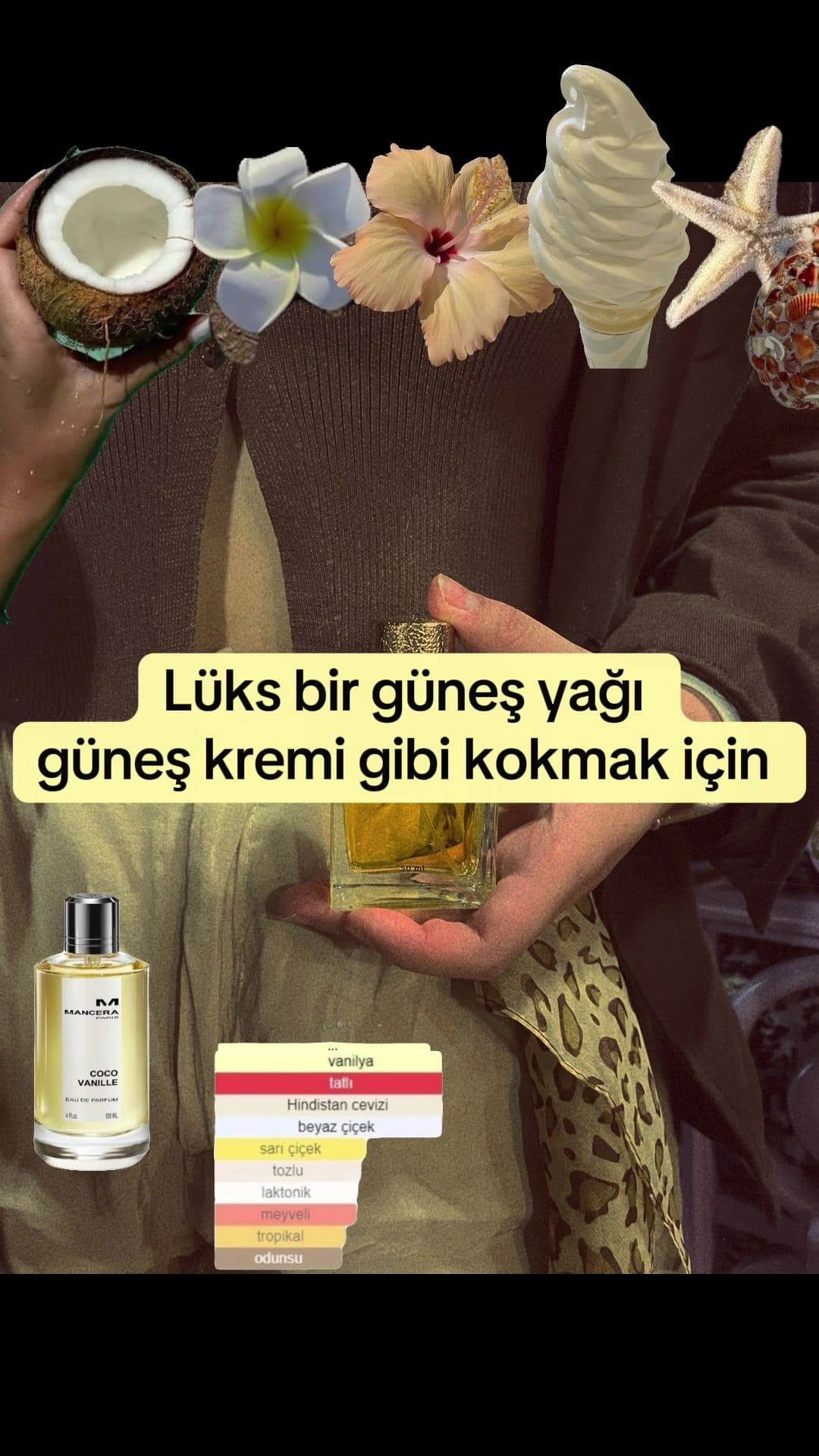🥥🌴🏖️Mancera coco vanilleyi Tutaste markası neredeyse birebir yapmış. Sıktığım zaman sanki sahildeyim ve güneş kremimi  sürüp güneşleniyorum gibi bir hissi veriyor bana. Hem hindistan cevizi hem de vanilya kokusu çok baskın . Tertemiz kokuyor. Sadece ben çok fazla sıktığımda biraz ağır geldi. Gün içinde çok fazla yenilemeniz gerekmiyor . @Tutaste #reklamdeğil kendim aldım. #fyp #fyppppppppppppppppppppppp #parfümönerisi #tutaste #cvan #mancera #cocovanille #manceracocovanille #designerparfum #parfümönerisi #parfum #parfumtiktok #parfumviral #muadilparfüm #muadilalarmı #keşfet #keşfetteyizzz 