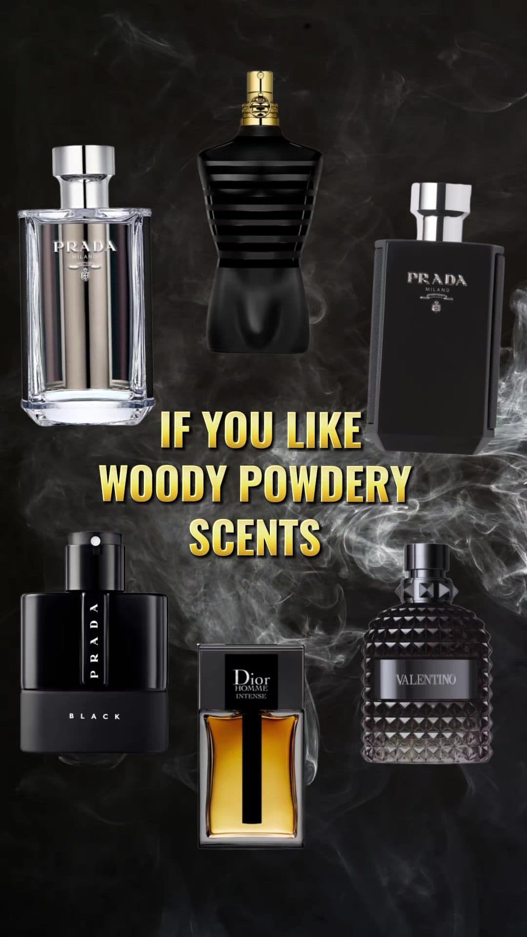 Woody powdery scents for men ! 🔥 #men #perfumetiktok #cologne #colognesformen #colognetiktok #woodyscents #fyp #musthave #fragrancereview #fragrancetiktok #masculine #prada #dior #valentino #jeanpaulgaultier #trendyyy #perfume4less #losangeles 
