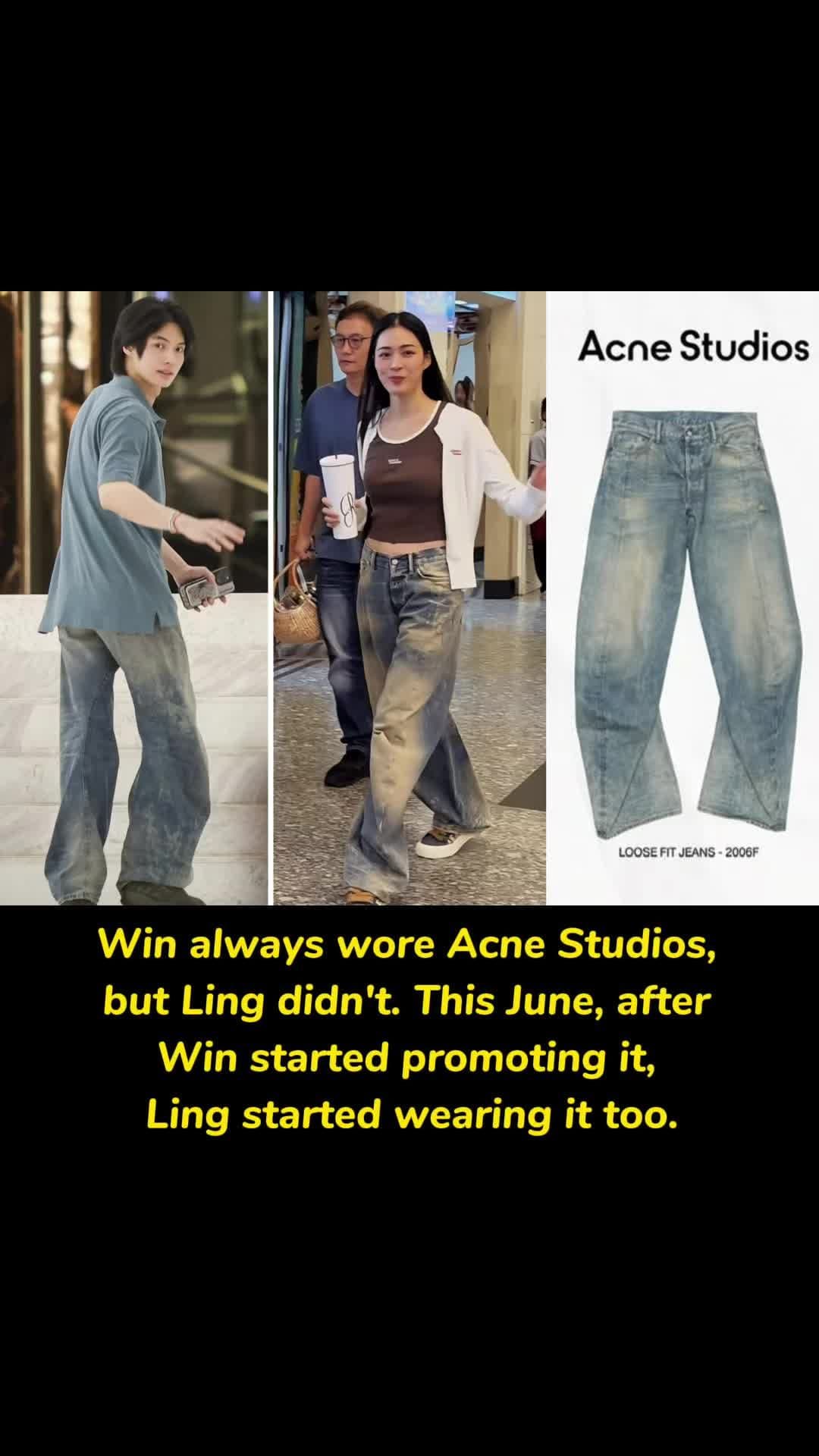 Win always wore Acne Studios,  but Ling didn't. This June, after  Win started promoting it,  Ling started wearing it too. #linglingkwong #winmetawin #winling #lingorm #winlingcoincidences #thesecretofus 