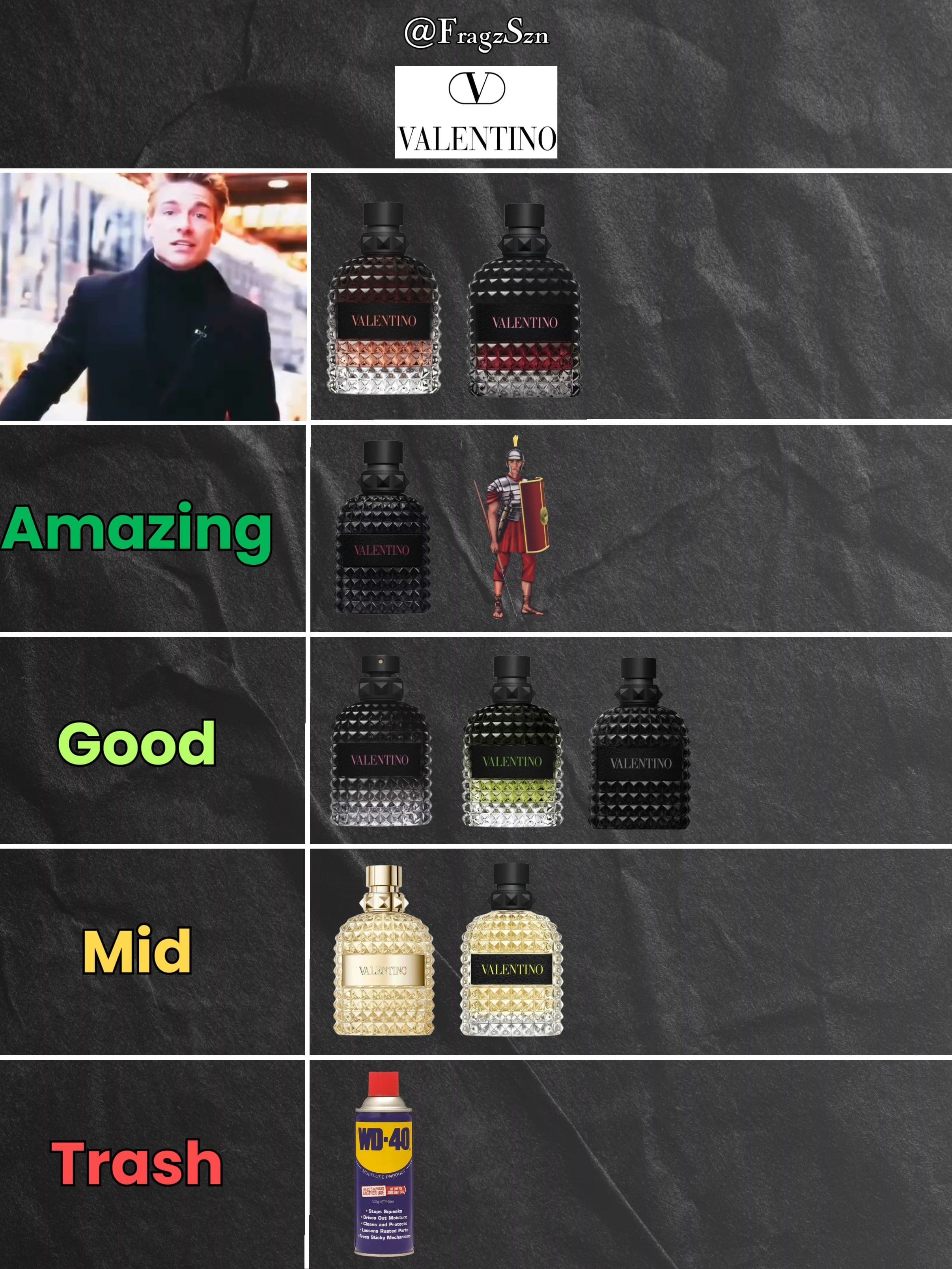 Valentino Tierlist #valentinouomo#valentinouomoborninroma#valentinofragrances#borninroma#borninromaintense #fragrance #fragrancetiktok#fragrancetok #colognes #mensfragrance #fragranceformen #fragrancetierlist #FragranceCollection #PerfumeAddict #ScentOfTheDay #FragranceOfTheDay#PerfumeLover #FragranceCommunity #FragHead #PerfumeReview #ScentObsessed #FragranceLovers #PerfumeCollection #ScentJourney #PerfumeWorld #FragranceAddict #FragGram #PerfumeLife #FragranceReview #ScentedLife #perfumetalk #fragrancedaily