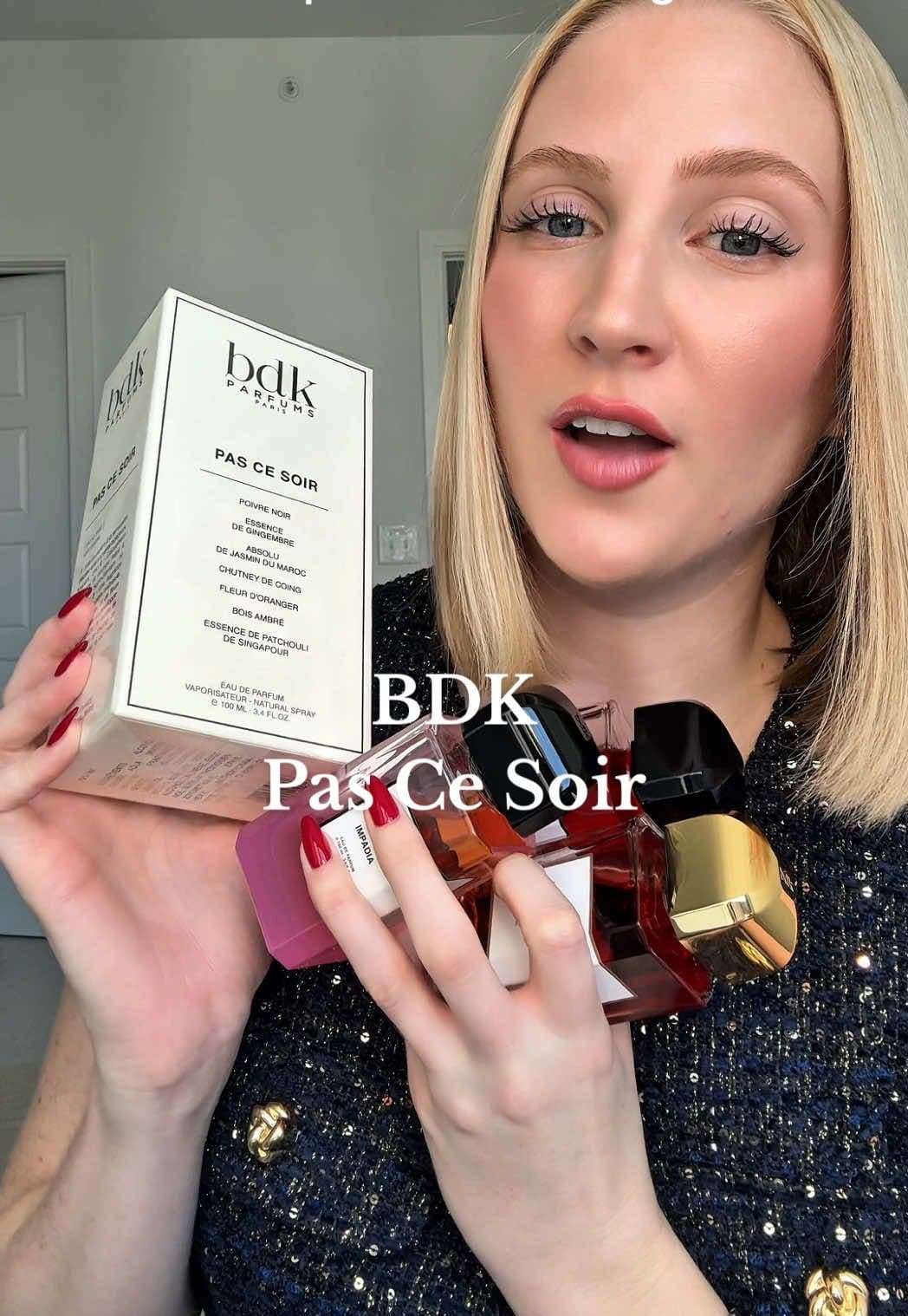 A signature scent fruity chypre fragrance that will get you all the compliments 😮‍💨🤌🏻✨ Pas Ce Soir by @BDK Parfums  Available at @So-Avant-Garde ! Use code ERIN10 for 10% off  #perfumetok #topperfumes #longlastingperfume #beautifulperfume #perfumeunboxing 