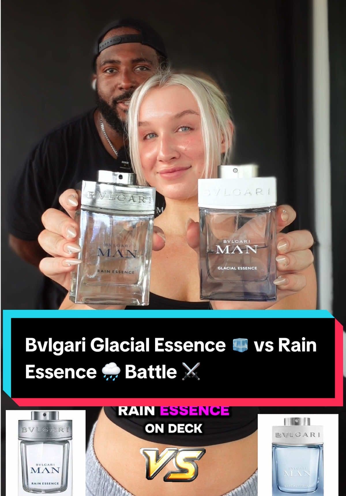 BULGARI BATTLE! ❄️ vs 🌧️ Glacial Essence or Rain Essence? She chooses the winner! Which team are you on? Drop your vote in the comments! ⬇️ #BulgariFragrance #FragranceBattle #fragrancetiktok #ScentWar  #CapCut 