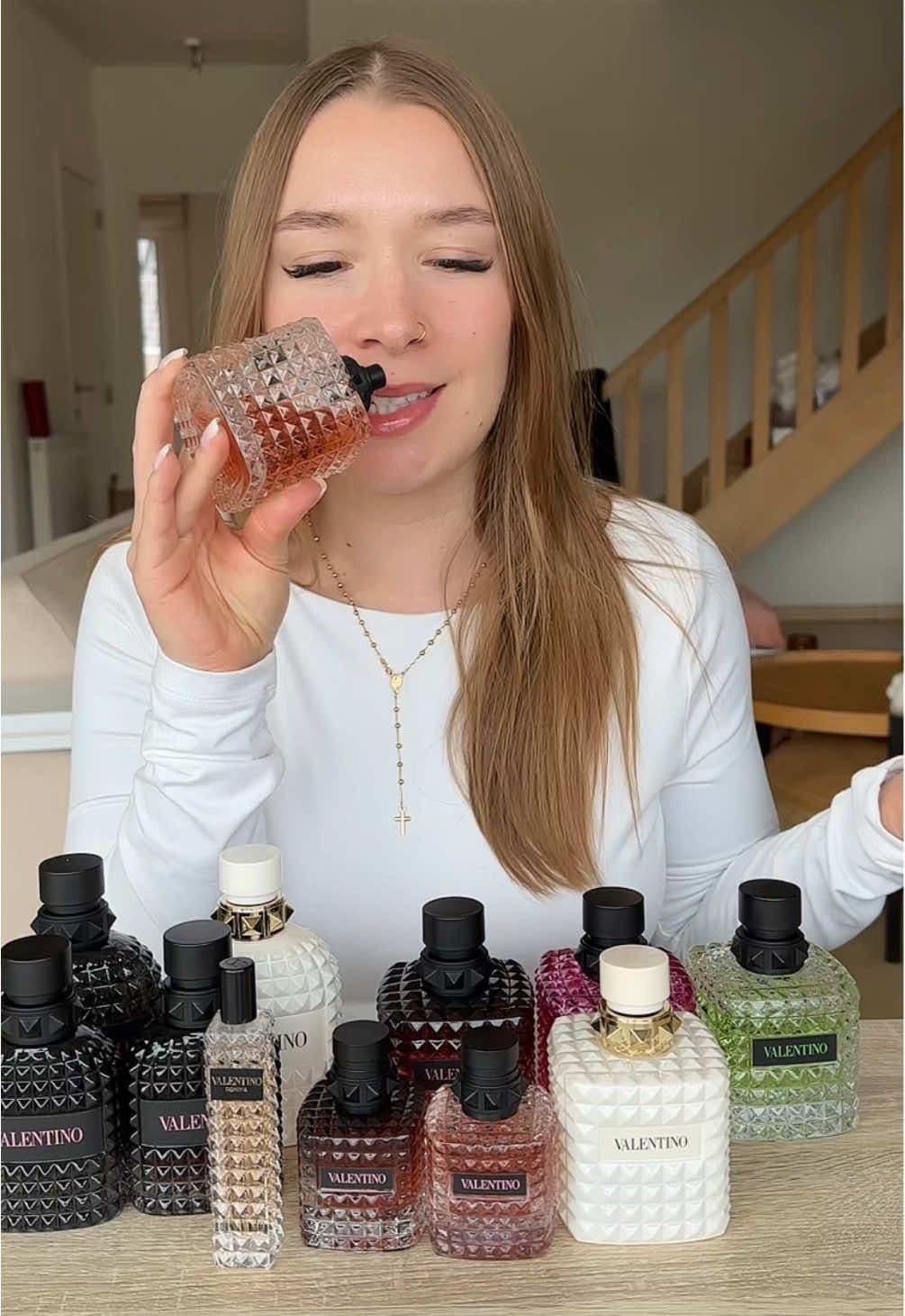 My whole Donna Born in Roma collection! Oh and my fave? EXTRADOSE! 🩷🖤 @Valentino  #perfumetiktok #parfums #perfumereview 