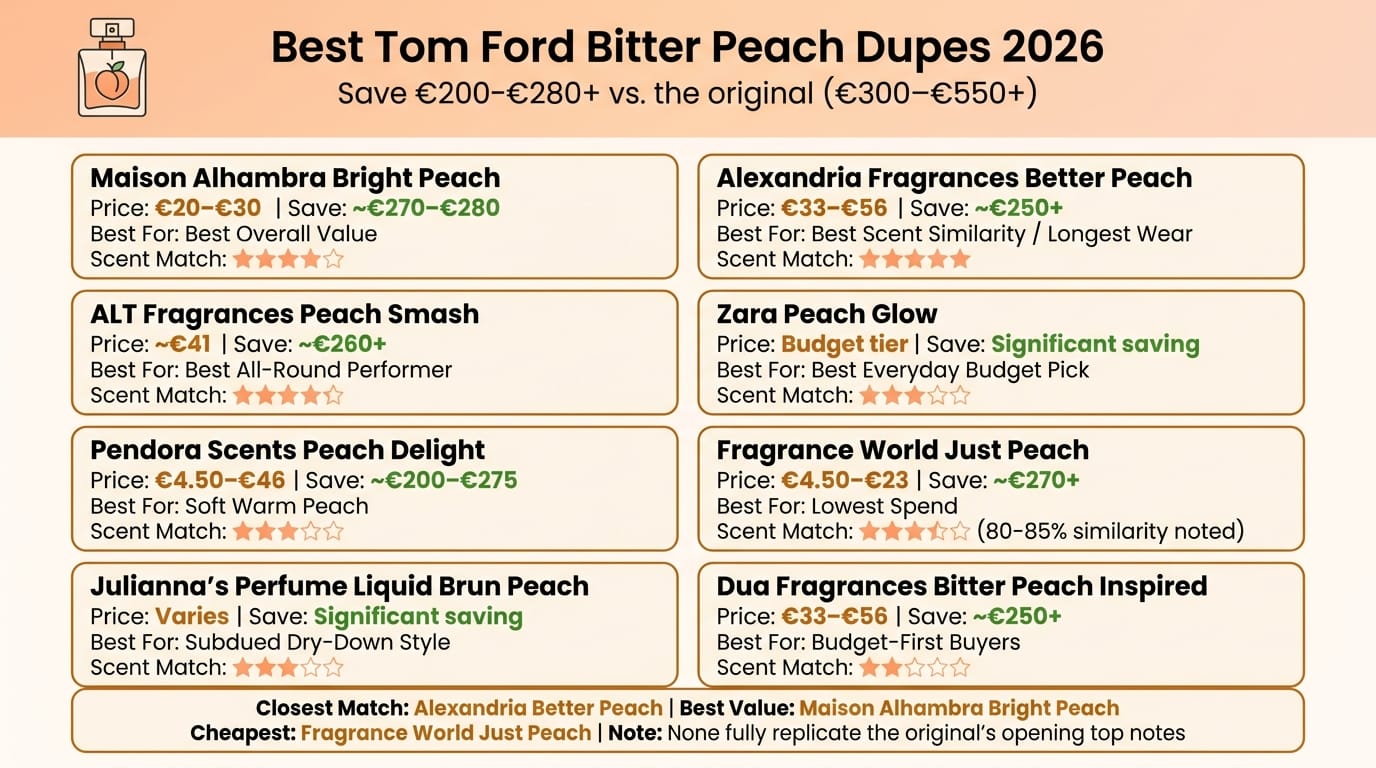 Best Tom Ford Bitter Peach Dupes 2026: Price & Scent Match Compared