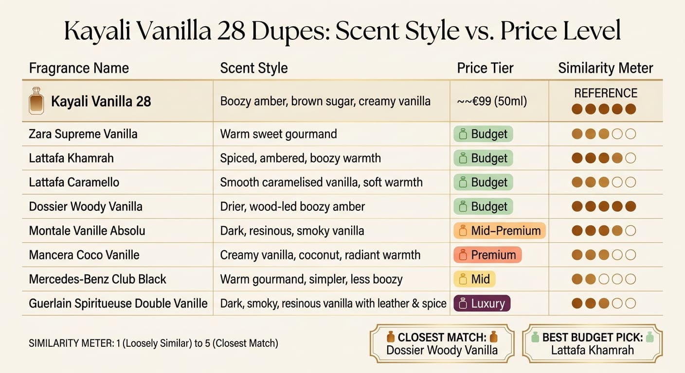 Kayali Vanilla 28 Dupes: Duftstil und Preisniveau im Vergleich