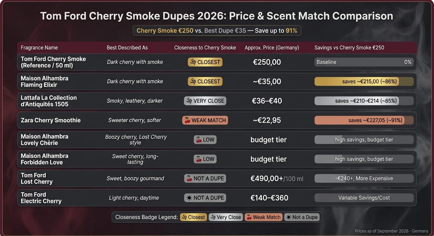 Tom Ford Cherry Smoke Dupes 2026: Price & Scent Match Comparison